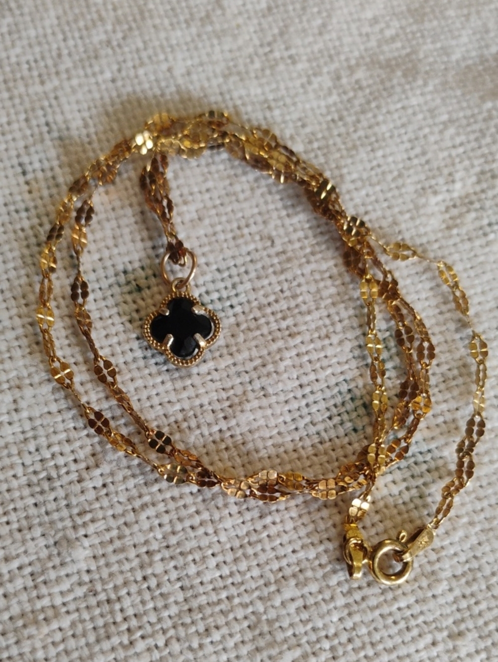 Gold Over Sterling Silver Black Stone Necklace - Picture 5 of 10